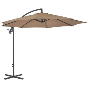 Grande Ombrellone da Giardino a Sbalzo in Acciaio Color Tortora con Base, in Poliestere Premium - Product Image 2