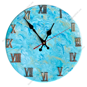 Rustic Round Wooden <b>Wall</b> <b>Clock</b> With Floral Resin Design Handmade For Living Room Decor - Product Image 4