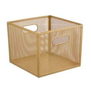 Wholesale <b>Black</b> Metal Wire <b>Storage</b> Basket With Copper Handles Iron Mesh Organizer For Kitchen Pantry Bathroom And Home Decor - Product Image 6