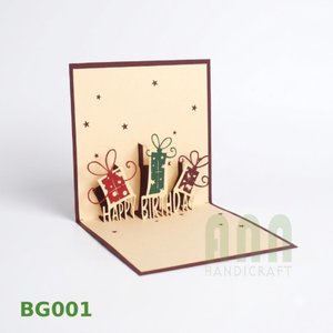 การ์ดอวยพรแบบป๊อปอัพ 3 มิติ พิมพ์ลายตามสั่ง ANN HANDICRAFT BG001 การ์ดขอบคุณ ของขวัญวันขอบคุณพระเจ้า วันเกิด เคลือบเงาแบบด้าน กระดาษเวียดนาม - Product Image 1