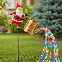 Guirlande lumineuse solaire de Noël multicolore pour extérieur, avec motif de père Noël et bouilloire, pour jardin, pelouse et allée