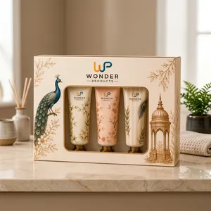 Private Label Gift Set Face Cream & Lotion Tube Packaging with Custom Printed <b>Gold</b> Stamping Floral Design for Bathroom Use - Product Image 3