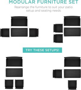 Versatile 4 Piece <b>Outdoor</b> Wicker Furniture Set PE Rattan Patio <b>Sofa</b> with High Density Foam Cushions and Rectangular Glass Table - Product Image 5
