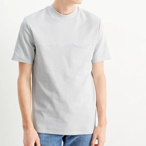 High Quality Fashion Mens Collar <b>t</b> <b>Shirt</b> <b>With</b> <b>Pocket</b> Heavy Oversized Tshirt Mock Neck - Product Image 2