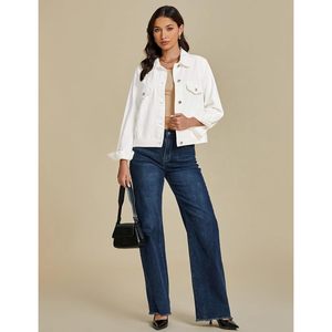 2025 femmes à la mode décontracté en détresse Denim veste boutonné coupe décontractée Western camionneur poche ample lavé Jean veste - Product Image 5