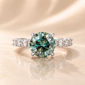 Premium Design 925 Moissanite 3.0Ct Cut Green Stone Wedding Engagement Ring Women's VVS Clarity Gold Plated Hidden. - Product Image 4