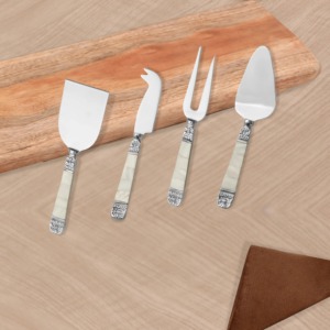 <b>Wood</b> Handle Cheese Knife Set Mirror Polish Stainless Steel Traditional Design Dishwasher Safe Serving Utensils cheese knife set - Product Image 6