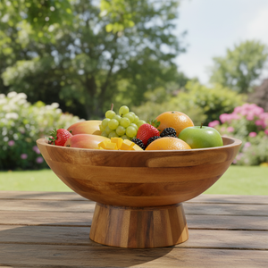 Tazón para Servir Ensaladas y Frutas de Madera de Acacia Ecológica con Base, para Fiestas y Aperitivos, 2026 - Product Image 1