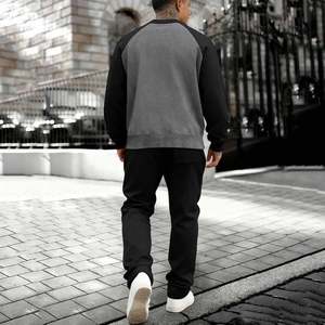 High Quality Men's <b>Fleece</b> 2 Piece Set Crewneck Raglan Sleeve Color Block Sweatsuits <b>Joggers</b> Suit Sets Athletic Sweatpants Outfit - Product Image 5