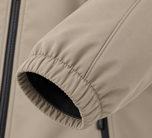SINEWY Men's Hooded Waterproof Casual Softshell <b>Jacket</b> <b>with</b> <b>Zipper</b> Front and <b>Pockets</b> Beige Autumn Wear 100% Nylon - Product Image 5