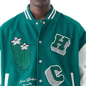 Chaqueta Letterman de Primera Calidad, Personalizada con Bordado Chenille, Cuello Alto Deportivo, Reversible, Impermeable, Universitaria para Hombre - Product Image 6