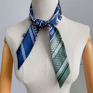 Double Colored Paisley Twill <b>Silk</b> Scarf New Brand Design Luxury Scarf Women Foulard Skinny Bag Scarves Neckerchief Hair <b>Headband</b> - Product Image 4