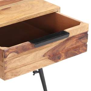 Mesa de centro de madera maciza de acacia y acero, tono de madera natural, elegante y duradera - Product Image 4