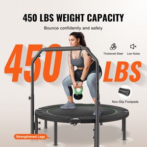 Trampolino Pieghevole da 52 Pollici, Silenzioso e Stabile, Rebounder per Fitness, Carico Massimo 450 libbre, Trampolino per Esercizi con 4 Supporti e Altri Accessori - Product Image 2