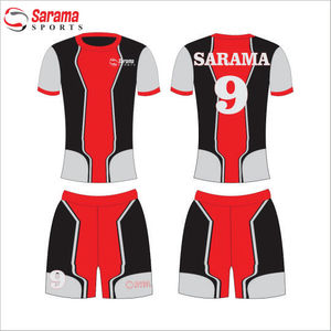Tenue de football personnalisée en Spandex/Polyester à imprimé numérique rouge et noir avec taille élastique pour hommes - Product Image 6