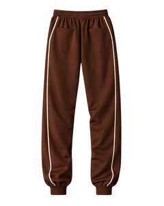 Ensemble de survêtement marron personnalisé pour homme – Veste zippée intégrale et pantalon de jogging avec passepoil contrastant – Tenue de sport et streetwear – OEM ODM - Product Image 6