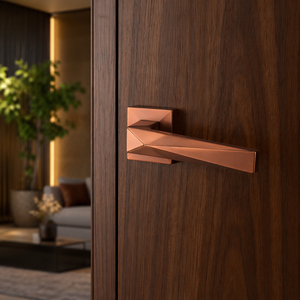 Luxury Brass Door <b>Handle</b> Set Geometric Lever Design Interior Door| Hardware Matte Gold <b>Copper</b> Finish Premium Designer <b>Handles</b> - Product Image 2