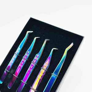 Wholesale Professional High Custom Logo Stainless Steel Eyelash Tweezers Multi-Theme Sustainable Russian Volume Boot <b>Light</b> - Product Image 3