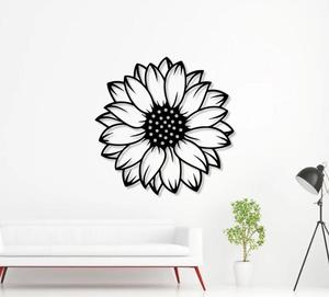Modern Metal Sunflower Wall <b>Art</b> Black Finish Handmade Decor for Home Decoration <b>Large</b> 33-40 Inch - Product Image 2
