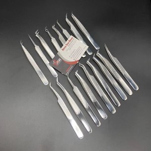 Pince à épiler de précision antistatique durable en acier inoxydable japonais brun foncé ASB avec logo personnalisé et poignée diamantée pour extensions de cils - Product Image 5