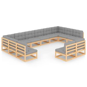 Grand ensemble de salon de jardin modulaire en bois de pin massif, meubles d'extérieur durables et élégants - Product Image 2