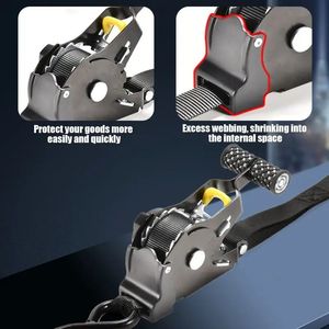 1 unidad Correa de amarre de trinquete autorretráctil de 10 pies, negra resistente con 1500 libras de resistencia a la tracción, accesorios para control de carga - Product Image 3