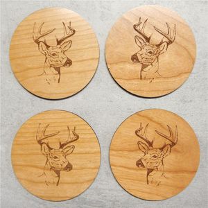 Custom Laser Engraved Wooden <b>Coasters</b> for Drinks, Personalized Wedding Gift, Rustic Oak Wood Tableware Set, Home Decor Accessory - Product Image 5