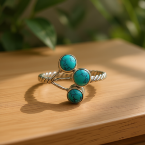 Bague ajustable en turquoise 3,0 grammes, élégant accessoire de montre - Product Image 3