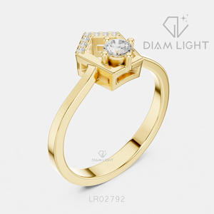 Bague de fiançailles géométrique hexagonale en or blanc 14 carats avec diamant de laboratoire rond de 0,146 carat, certifié IGI, couleur F+, clarté VS+ - Product Image 6