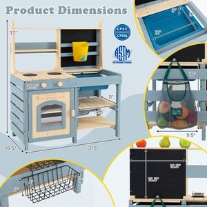 Cucina da Esterno 2-in-1 con Rubinetto e Lavagna Extra per Giocattoli Alimentari - Product Image 5