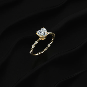 New Design Heart Diamond Twisted Band Engagement Diamond <b>Ring</b> <b>Crafted</b> for Elegance and Beauty D-E VVS-VS Clarity IGI Certified. - Product Image 3