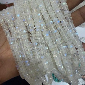Best Quality <b>Rainbow</b> Moonstone Smooth Rondelle 7mm 6mm Natural Transparent White Flashy Gemstone Strands CMA Certified for - Product Image 2