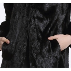 Elegant <b>Women</b> Faux <b>Fur</b> <b>Coat</b> <b>Hooded</b> Midi Length Thick Warm Winter Outerwear Single Button Solid <b>Black</b> Casual Style - Product Image 4