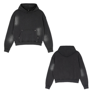 Sweat-shirt à capuche zippé pour homme, coupe classique, noir, 100% coton, molleton français, uni, décontracté, vêtements d'hiver - Product Image 2