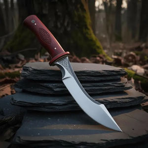 Couteau de chasse artisanal en acier J2 de 12 pouces, lame noircie, manche en bois orné - Product Image 2