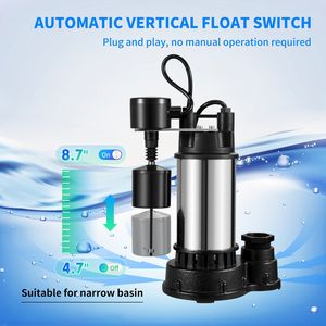 Pompe de puisard submersible en fonte d'acier 1,5 CV, 6000 GPH, avec interrupteur à flotteur vertical intégré, modèle pour inondation de sous-sol et bassin - Product Image 5