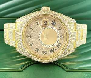 Reloj de Moissanita de Lujo de Alta Calidad, Reloj Personalizado con Incrustaciones de Diamantes para Regalo, Venta al por Mayor de Fábrica, Relojes Mecánicos con Incrustaciones de Diamantes Estilo Hip Hop - Product Image 1
