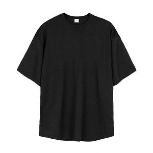 Haut de sport pour homme à épaules tombantes et manches courtes, en maille transparente, coupe oversize, idéal pour l'été, la gym et le basketball - Product Image 3