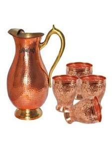 Coffret de carafes en cuivre pour cadeaux de mariage avec pichet à eau ayurvédique en verre – Fournisseur en gros d'exportation Inde - Product Image 5