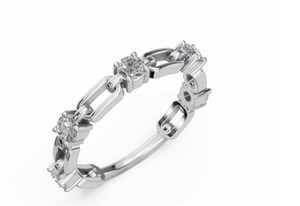 Anillo de Diamantes Matilda Everlinked en Oro de 9kt, 14kt o 18kt con Cinco Diamantes Cultivados en Laboratorio de 0.50 Quilates, Anillo de Aniversario o Boda - Product Image 2