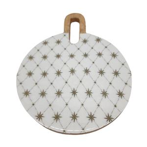 Planche à découper ronde en bois avec poignée, finition naturelle, pour usage domestique, cuisine et restaurant, planche à fromage, emballage individuel - Product Image 2