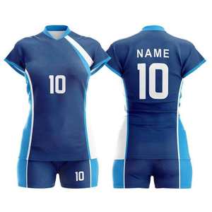 Ensemble d'uniformes de volley-ball unisexes personnalisés, sublimés, 100 % polyester, maille respirante, short, taille élastique, col en V, poches, nom - Product Image 2