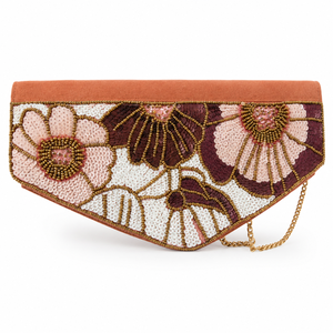 Handcrafted Floral Beaded Clutch Bag with <b>Sequin</b> Embroidery Elegant Evening Party Wedding Chain Shoulder Purse - Product Image 1