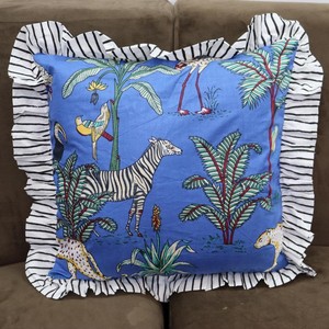 Square Animal Print 100% Cotton Eco-Friendly Washable <b>Cushion</b> <b>Cover</b> with Ruffle Edge Luxury Style Home Decor Pillow Case - Product Image 5