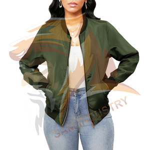 High Quality Quilted Satin Bomber <b>Jacket</b> for <b>Ladies</b> Long Sleeve Zipper up <b>Lightweight</b> Windproof Breathable Satin <b>Jacket</b> - Product Image 4