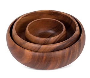 Wooden Salad Bowl Handmade Wooden Bowl Wabi Sabi Style <b>Rustic</b> Design Acacia <b>Wood</b> Food Serving Dish Gifting Decorative Bowl - Product Image 4