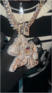 Colgante de plata 925 con incrustaciones de moissanita 3D personalizado de Patrick Star, estilo hip-hop, para unisex. - Product Image 2