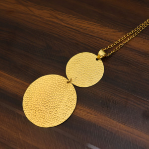 Minimal 18k Gold Plated <b>Double</b> Disc <b>Necklace</b> – Sleek Contemporary Jewelry Gift - Product Image 3