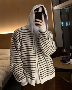 Men's Custom Solid Knitted Turtleneck Full Sleeve Zipper Closure Winter Wear Polyester/Cotton Front - Product Image 1