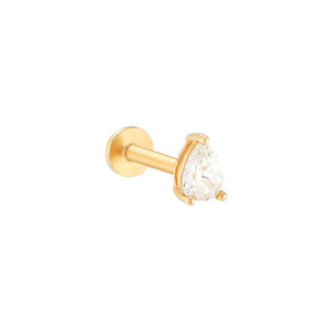 Zisma 14K Gold Pear Lab Grown Diamond Labret 0.25ct Threaded Flat <b>Back</b> Piercing Stud Certified Diamond Jewelry Manufacturer - Product Image 1